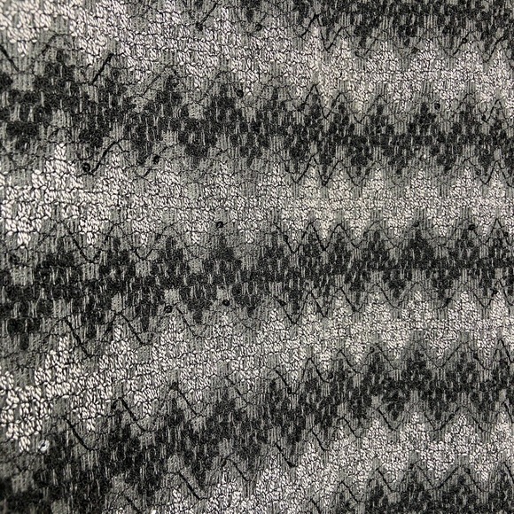 Miss Me Gray Rhinestone Embellished Sequin Beaded Trim Mixed Knit Sweater Sz S - Picture 9 of 10